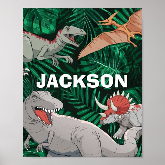 Personalisiert Dinosaur Kinder Dino Jurassic Trex Poster (Vorne)