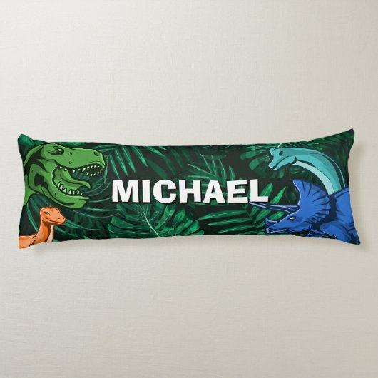 Personalisiert Dinosaur Kinder Dino Jurassic Trex Seitenschläferkissen (Rückseite)