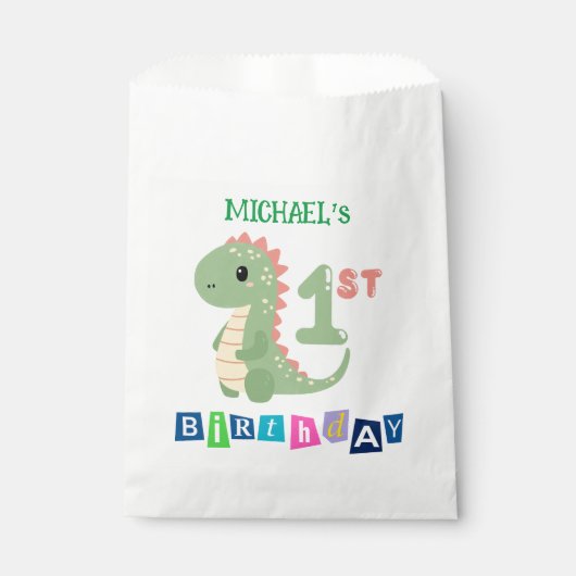 Personalisiert Dinosaurier 1. Geburtstag Gastgesch Geschenktütchen (Vorderseite)