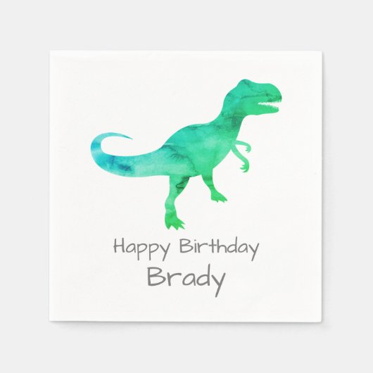 Personalisiert Dinosaurier Blue Geburtstag Napkin Serviette (Vorderseite)