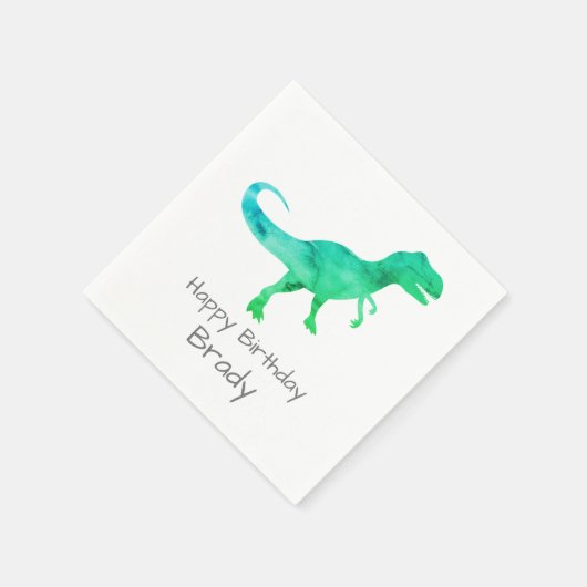 Personalisiert Dinosaurier Blue Geburtstag Napkin Serviette (Ecke)
