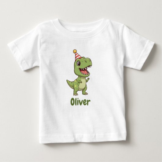Personalisiert Dinosaurier Kinder T - Shirt mit Na (Vorderseite)