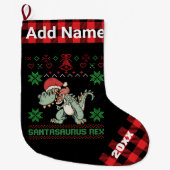 Personalisiert Dinosaurier Santasaurus Rex Ugly Xm Großer Weihnachtsstrumpf (Vorderseite)