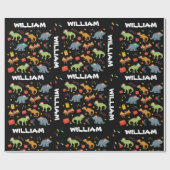 Personalisiert Dinosaurier Weihnachtsmuster Weihna Geschenkpapier (Flach)