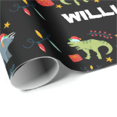 Personalisiert Dinosaurier Weihnachtsmuster Weihna Geschenkpapier (Rolleneckpunkt)