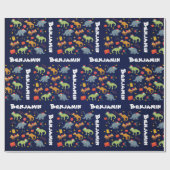 Personalisiert Dinosaurier Weihnachtsmuster Weihna Geschenkpapier (Flach)