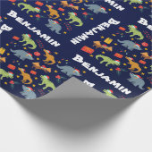 Personalisiert Dinosaurier Weihnachtsmuster Weihna Geschenkpapier (Ecke)