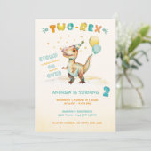 Personalisiert Dinosaurier Zweite Geburtstagsparty Einladung (Stehend Vorderseite)