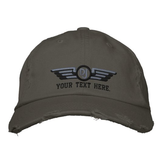 Personalisiert DJ Deko Style Wings Bestickte Baseballkappe (Vorderseite)