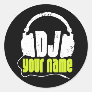 Personalisiert Dj Jj Name Club Disk Jockey Music D Runder Aufkleber