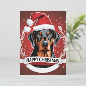 Personalisiert Doberman Dog Happy Christmas Feiertagskarte (Stehend Vorderseite)