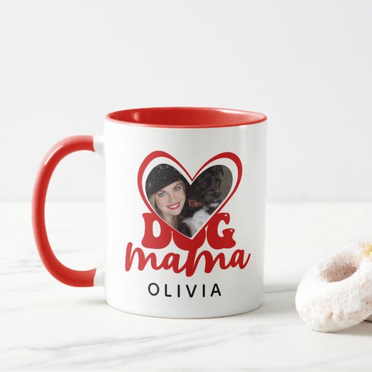Personalisiert Dog Mama Foto Tasse (Mit Donut)