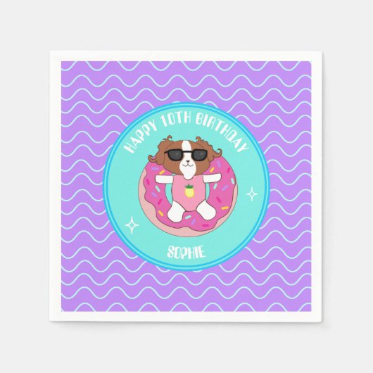 Personalisiert Dog Pool Party Napkins Serviette (Vorderseite)