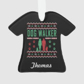 Personalisiert Dog Walker Ugly Christmas Sweater Ornament (Rückseite)