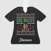 Personalisiert Dog Walker Ugly Christmas Sweater Ornament (Vorderseite)