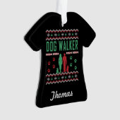 Personalisiert Dog Walker Ugly Christmas Sweater Ornament (Vorderseite)