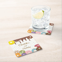 Personalisiert Donut-Party Rechteckiger Pappuntersetzer