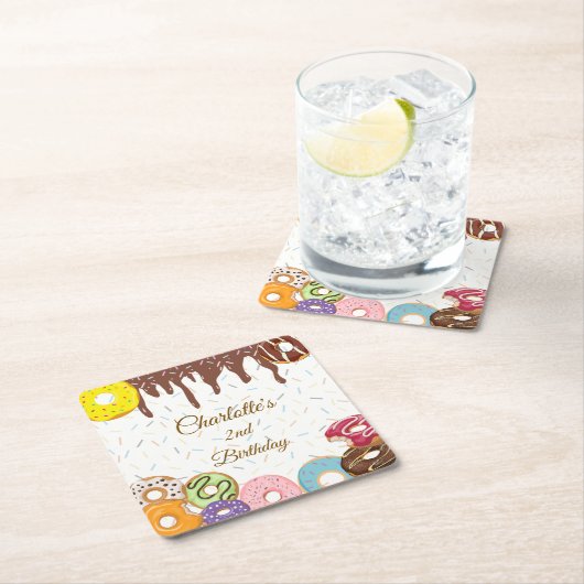 Personalisiert Donut-Party Rechteckiger Pappuntersetzer (Vor Ort)