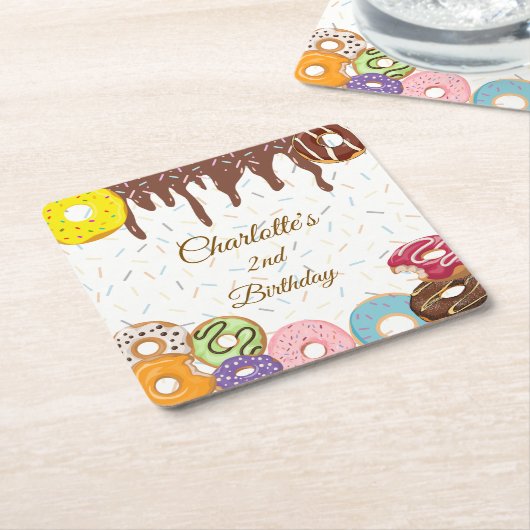 Personalisiert Donut-Party Rechteckiger Pappuntersetzer (angewinkelt)