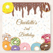 Personalisiert Donut-Party Rechteckiger Pappuntersetzer (Vorderseite)