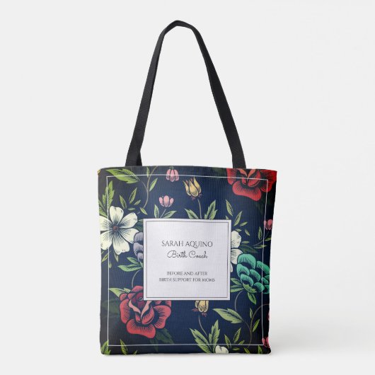 Personalisiert Doula Midfrau Floral Tote Bag Tasche (Rückseite)