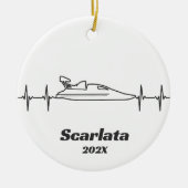 Personalisiert Drag Boat Christmas EKG Keramik Ornament (Vorne)