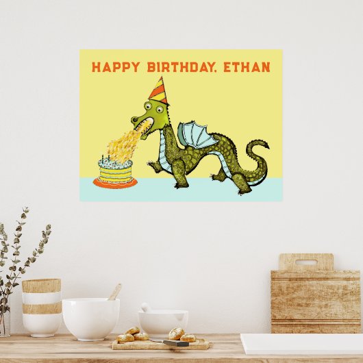 Personalisiert Dragon Birthday Poster (Küche)