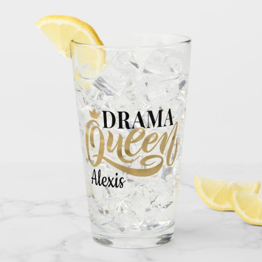 Personalisiert Drama Queen Glas (Vorderseite Ice)