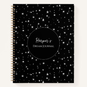 Personalisiert Dream Journal   Schwarz-Weiß-Stars Notizblock