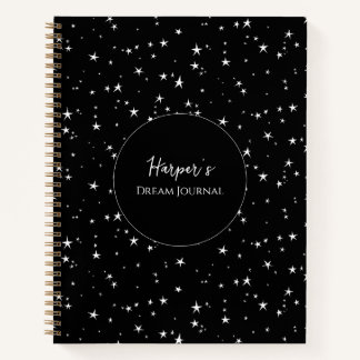 Personalisiert Dream Journal | Schwarz-Weiß-Stars Notizblock
