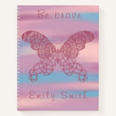 Personalisiert Dreamy Boho Butterfly Spiral Notebo Notizblock (Vorderseite)