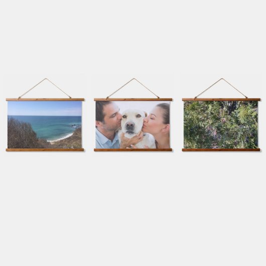 Personalisiert drei Bilder mit benutzerdefiniertem Wandteppich Mit Holzrahmen (Dreifach)