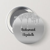 Personalisiert Driving Glitzer Silver Bridesmaid Button (Vorne & Hinten)