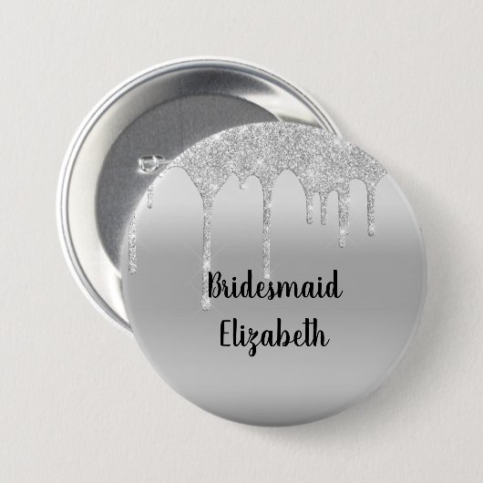 Personalisiert Driving Glitzer Silver Bridesmaid Button (Vorne & Hinten)