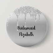 Personalisiert Driving Glitzer Silver Bridesmaid Button (Vorderseite)