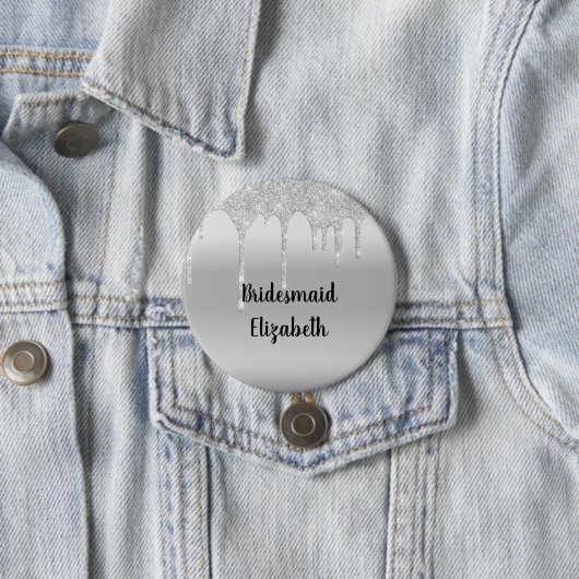 Personalisiert Driving Glitzer Silver Bridesmaid Button (Beispiel)
