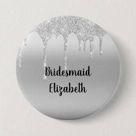 Personalisiert Driving Glitzer Silver Bridesmaid Button