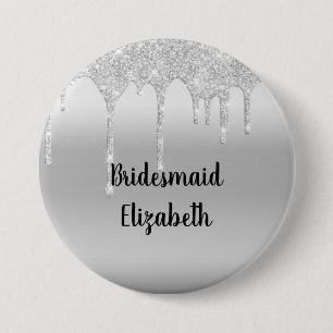 Personalisiert Driving Glitzer Silver Bridesmaid Button