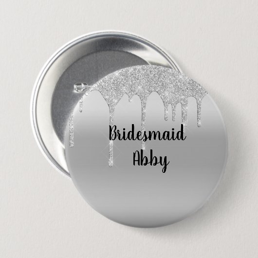 Personalisiert Driving Glitzer Silver Bridesmaid Button (Vorne & Hinten)