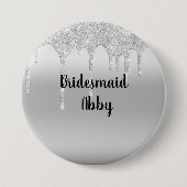 Personalisiert Driving Glitzer Silver Bridesmaid Button (Vorderseite)