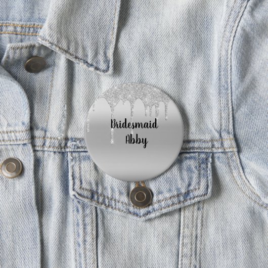 Personalisiert Driving Glitzer Silver Bridesmaid Button (Beispiel)