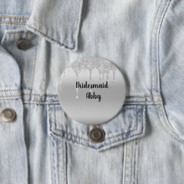 Personalisiert Driving Glitzer Silver Bridesmaid Button