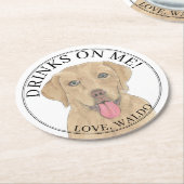 Personalisiert Dudley Labrador Wedding Runder Pappuntersetzer (Angewinkelt)