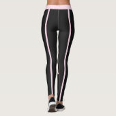 Personalisiert dunkelgraue, hellrosa Streifen Haus Leggings (Rückseite)