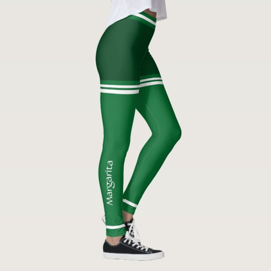 Personalisiert dunkelgrün und weiß Niedlich Leggings (Rechts)