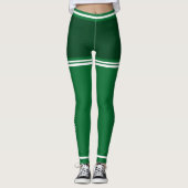 Personalisiert dunkelgrün und weiß Niedlich Leggings (Vorderseite)