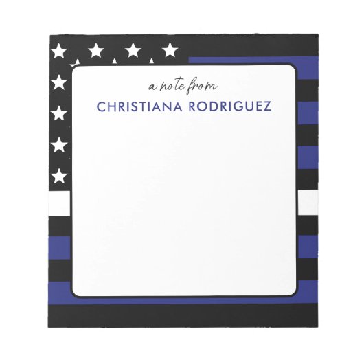 Personalisiert dünne, weiße Linie Flag EMT EMS Notizblock (Vorderseite)