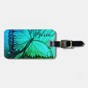 Personalisiert durch Name Beautiful Butterfly Gepäckanhänger