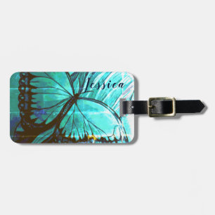Personalisiert durch Name Beautiful Butterfly Gepäckanhänger