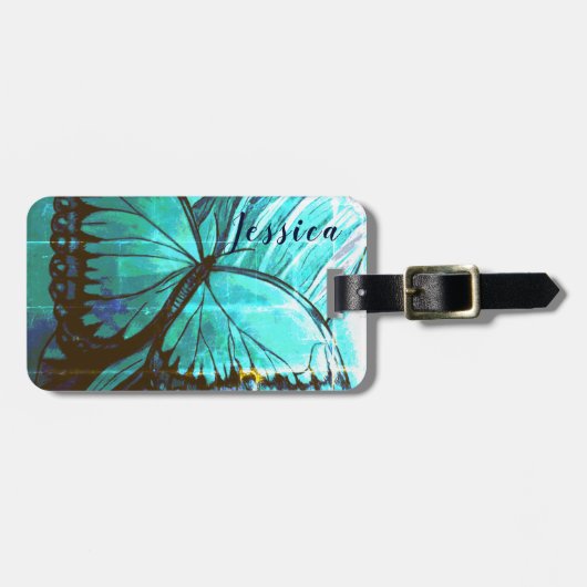 Personalisiert durch Name Beautiful Butterfly Gepäckanhänger (Vorderseite horizontal)